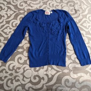 Anthropologie Rosie Neira Blue Flower Cardigan XS